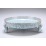 A CHINESE TURQUOISE GLAZED FOOTED DISH