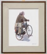 DAVID STEFAN PRZEPIORA (POLISH, BORN 1944), LADY WITH BICYCLE