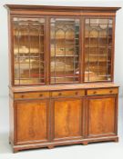 A LATE VICTORIAN INLAID MAHOGANY LIBRARY BOOKCASE, BY MAPLE & CO