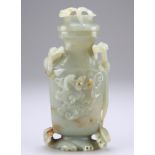 A CHINESE JADE VASE AND COVER