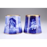 A PAIR OF ROYAL DOULTON BLUE CHILDREN SERIES VASES