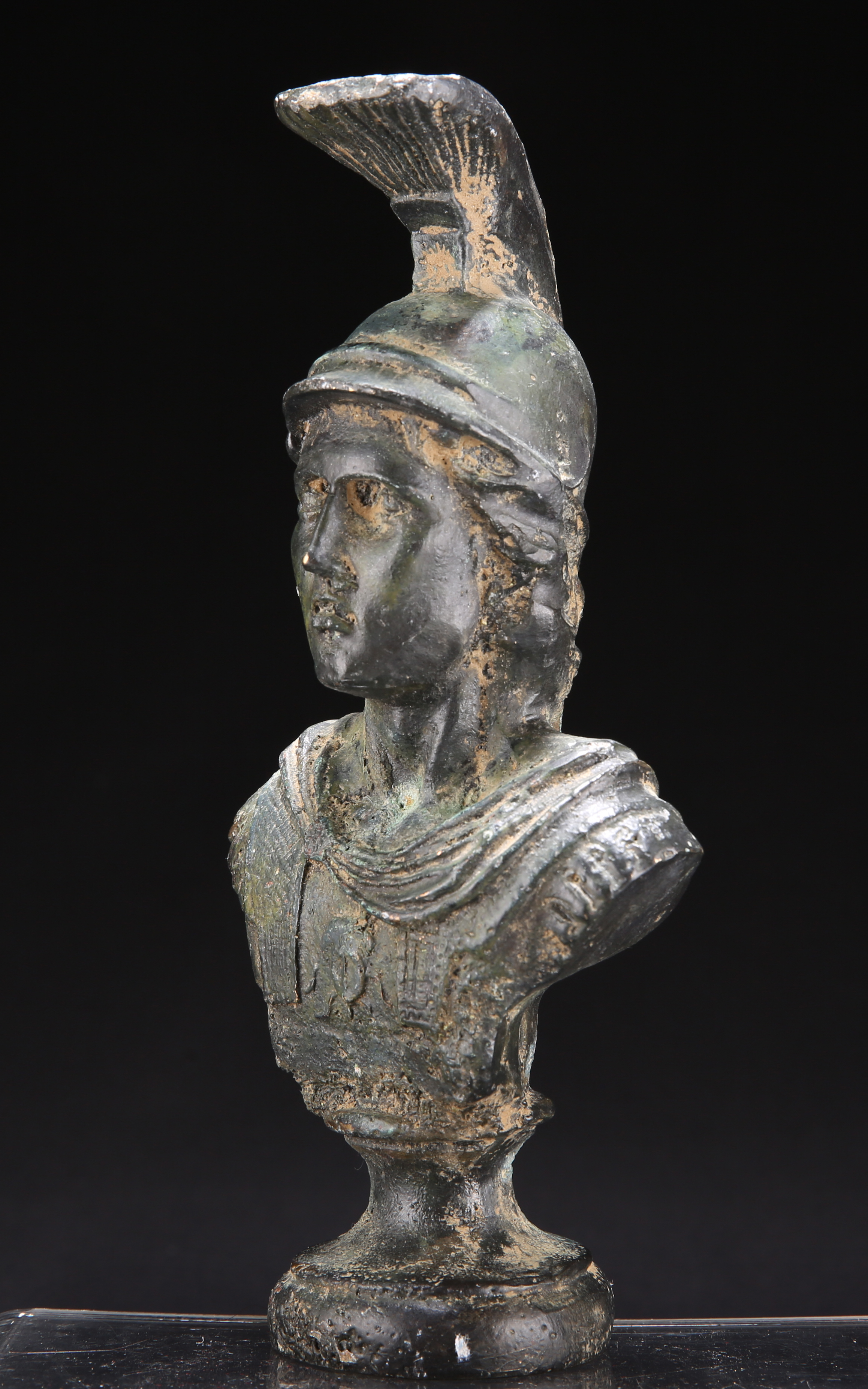 A BRONZE BUST OF A ROMAN OFFICER - Image 2 of 5