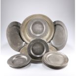 A COLLECTION OF PEWTER PLATES