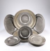 A COLLECTION OF PEWTER PLATES