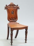 AN EARLY VICTORIAN MAHOGANY HALL CHAIR