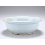 A CHINESE BLUE GLAZED POTTERY BOWL, POSSIBLY YUAN DYNASTY