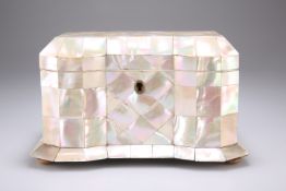 A 19TH CENTURY MOTHER OF PEARL TWO DIVISION TEA CADDY