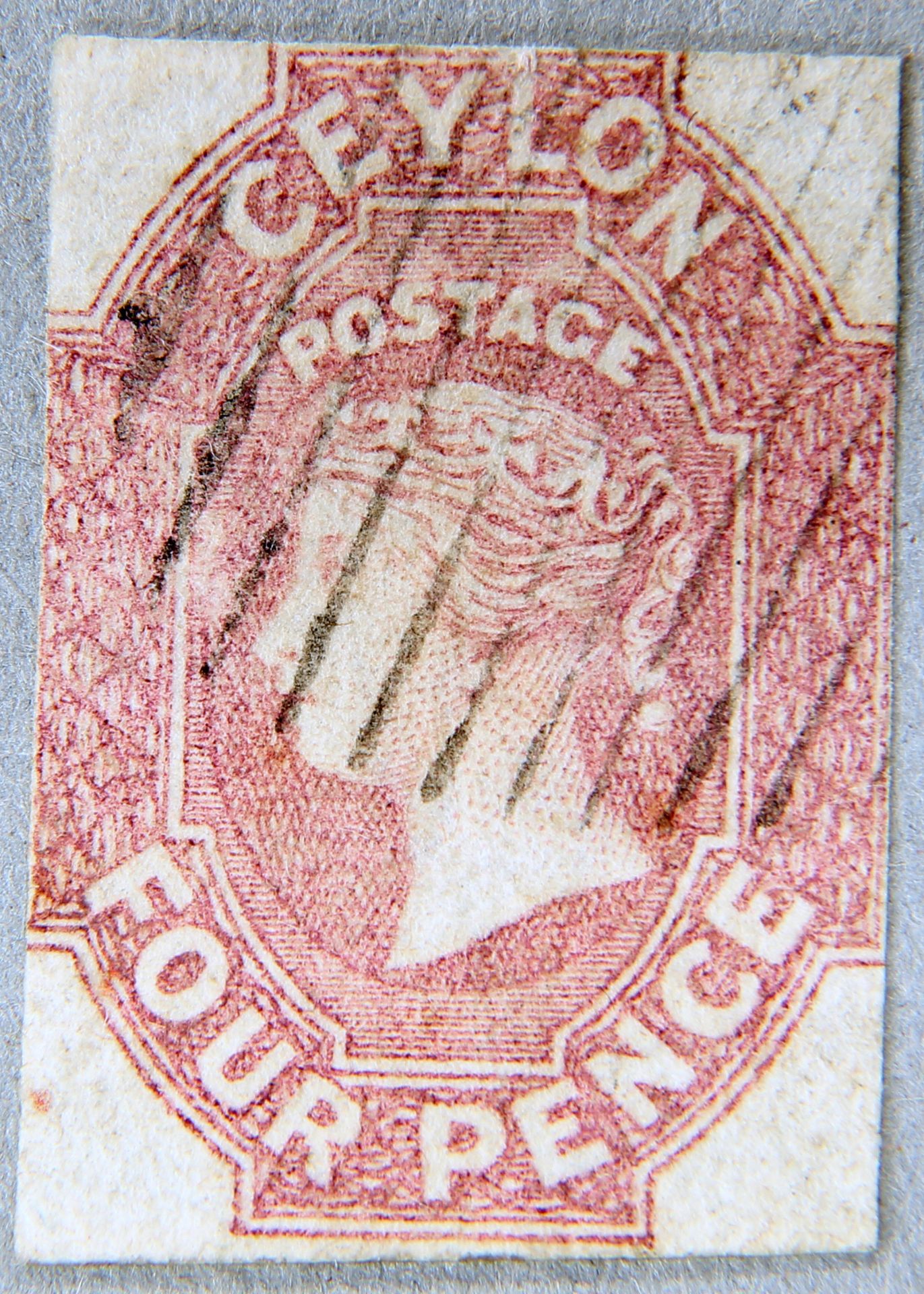 STAMPS: CEYLON Sg4 1859 4d Dull Rose