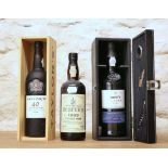 3 BOTTLES MIXED LOT 'RENOWN', 40 yo TAWNY AND 1985 VINTAGE PORT