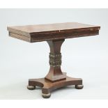 A 19TH CENTURY ROSEWOOD FOLDOVER CARD TABLE BY GILLOW AND CO
