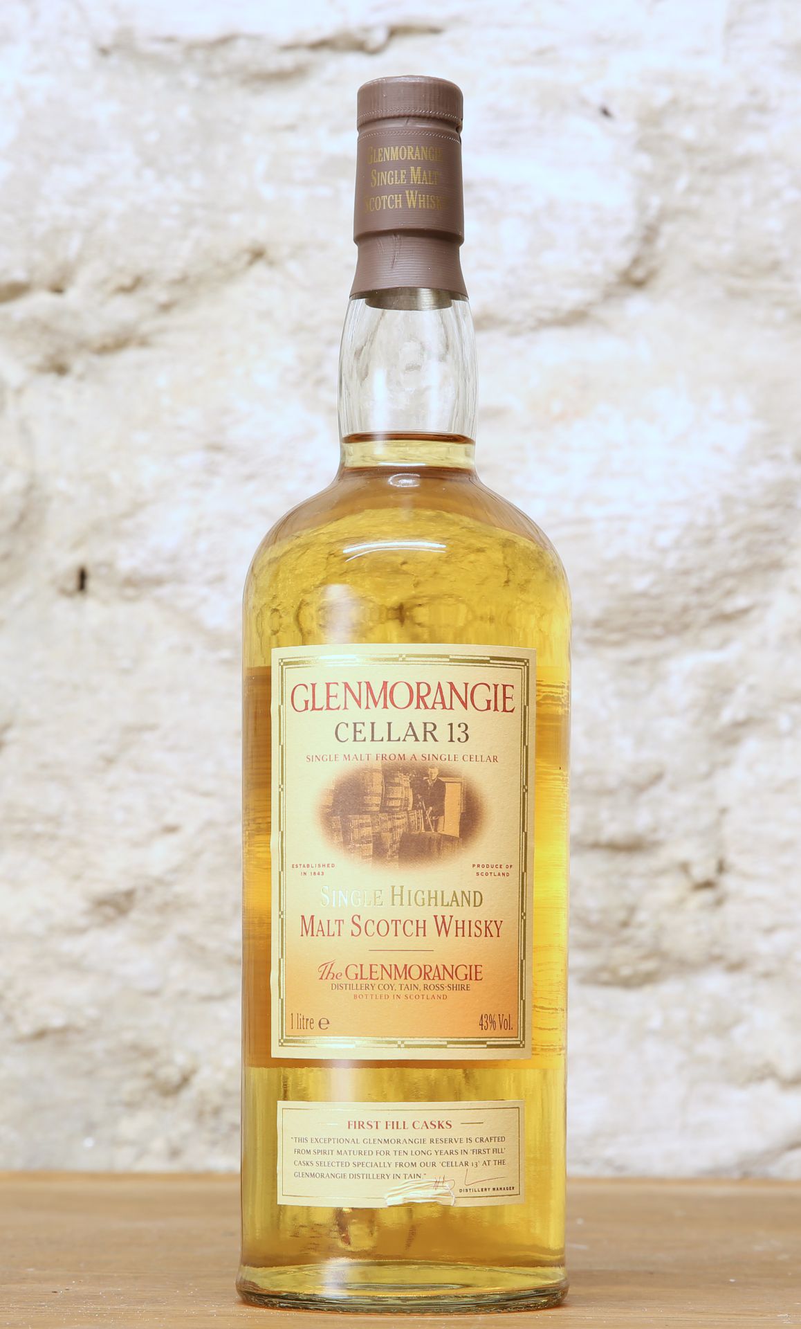 1 LITRE BOTTLE GLENMORANGIE 'CELLAR 13 FIRST FILL' 10 YO SINGLE HIGHLAND MALT WHISKY