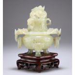 A CHINESE JADE CENSER AND COVER