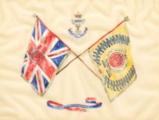 AN EARLY 20TH CENTURY SILK REPRESENTATION OF THE COLOURS OF THE GORDON HIGHLANDERS