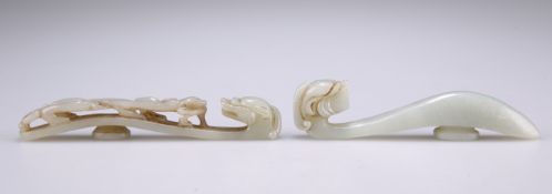 TWO CHINESE JADE BELT HOOKS