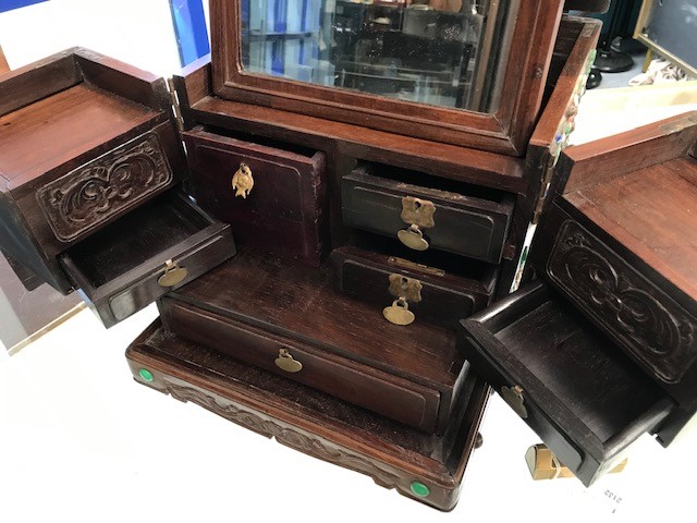 A 19TH CENTURY CHINESE HARDWOOD INLAID DRESSING TABLE CHEST - Image 13 of 20