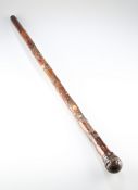 A 19TH CENTURY JAPANESE CARVED BAMBOO AND IVORY WALKING STICK