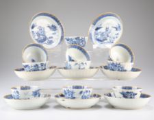 A COLLECTION OF 18TH CENTURY CHINESE EXPORT BLUE AND WHITE TEA BOWLS AND SAUCERS
