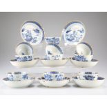 A COLLECTION OF 18TH CENTURY CHINESE EXPORT BLUE AND WHITE TEA BOWLS AND SAUCERS