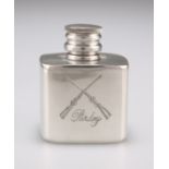 A POLISHED PEWTER CUBE-SHAPE GUNMAKER'S OIL BOTTLE BY C CURRY LTD