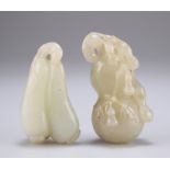 TWO CHINESE JADE FRUIT CARVINGS