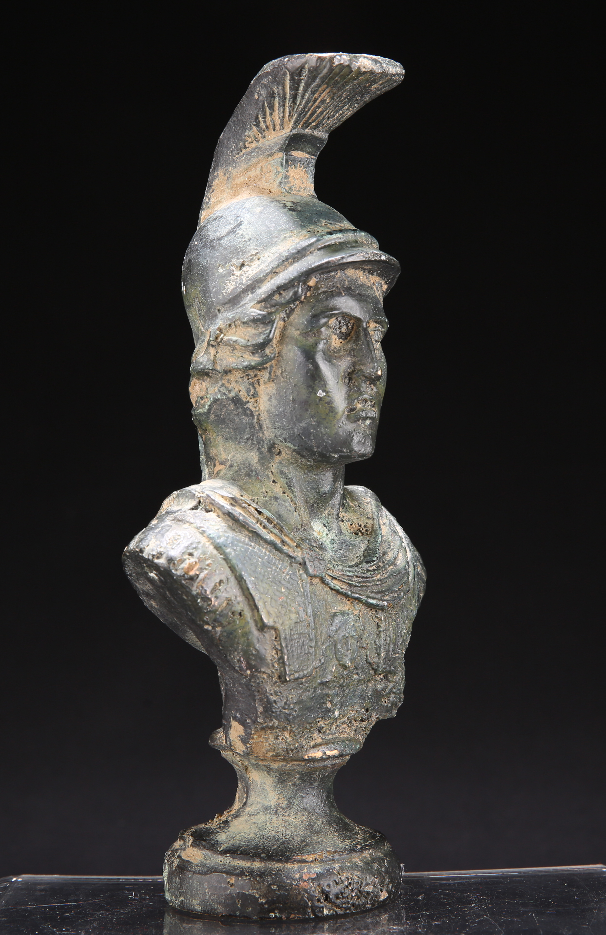 A BRONZE BUST OF A ROMAN OFFICER - Image 3 of 5