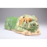 A SANCAI-GLAZED LION-FORM POTTERY PILLOW, LIAO DYNASTY