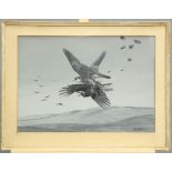 GEORGE EDWARD LODGE (1860-1954), PEREGRINE FALCON CAPTURING A ROOK IN FLIGHT