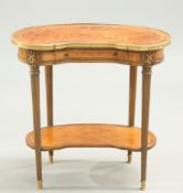 A SMALL FRENCH BURR WOOD AND CROSSBANDED RENIFORM SIDE TABLE