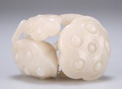 A CHINESE JADE CARVING OF LOTUS PODS