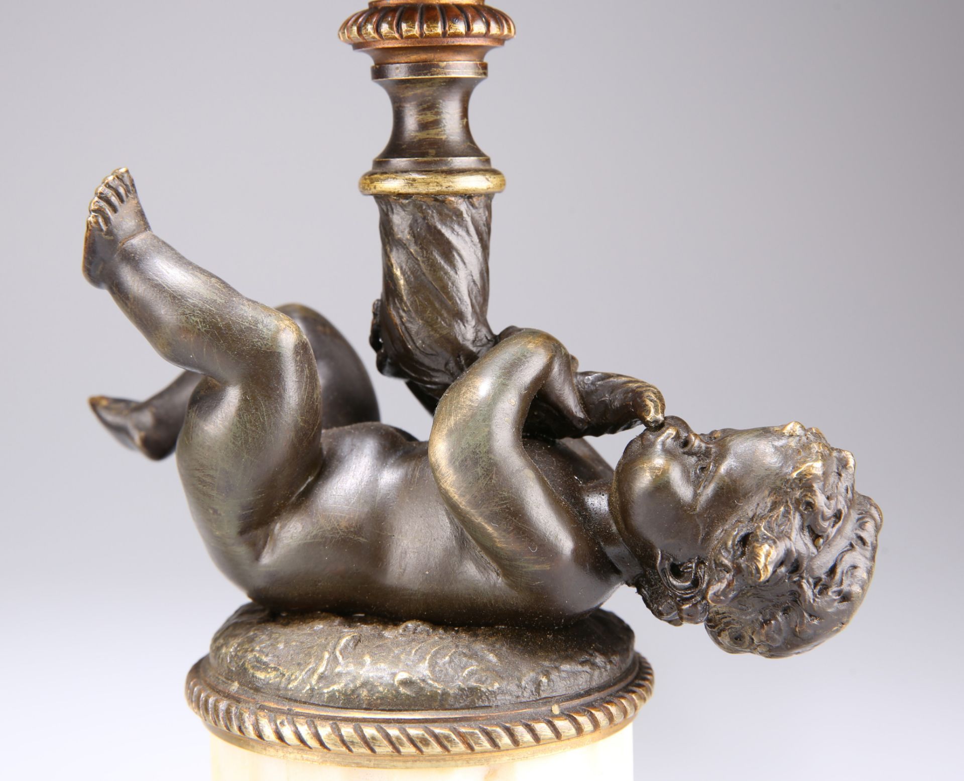 A PAIR OF FRENCH PATINATED BRONZE AND PARCEL-GILT - Image 6 of 6