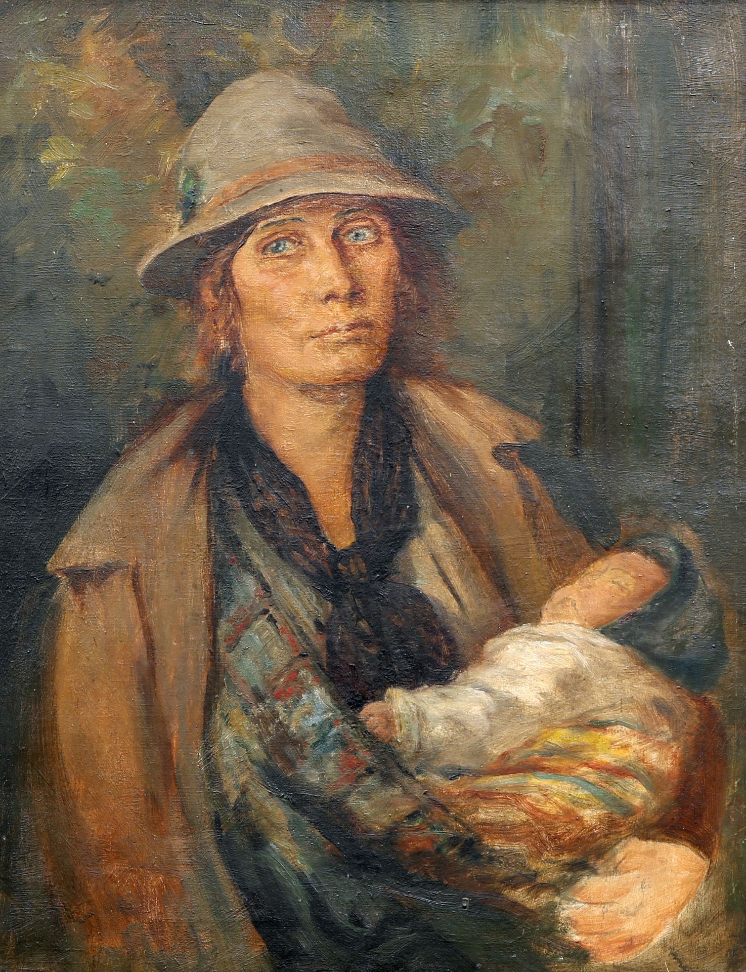 19TH CENTURY SCHOOL, MOTHER WITH BABY IN ARMS