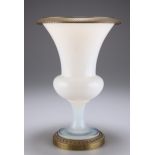 A 19TH CENTURY GILT-METAL MOUNTED OPALINE GLASS VASE