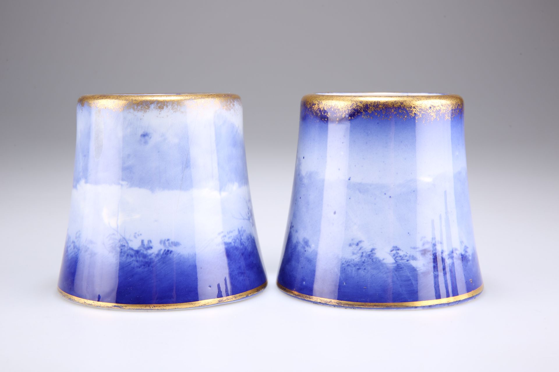 A PAIR OF ROYAL DOULTON BLUE CHILDREN SERIES VASES - Image 5 of 6
