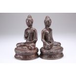 TWO CAST METAL FIGURES OF BUDDHA