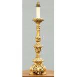 A LARGE GILT COMPOSITE TABLE LAMP BASE