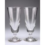 A LARGE PAIR OF HEAVY ALE GLASSES
