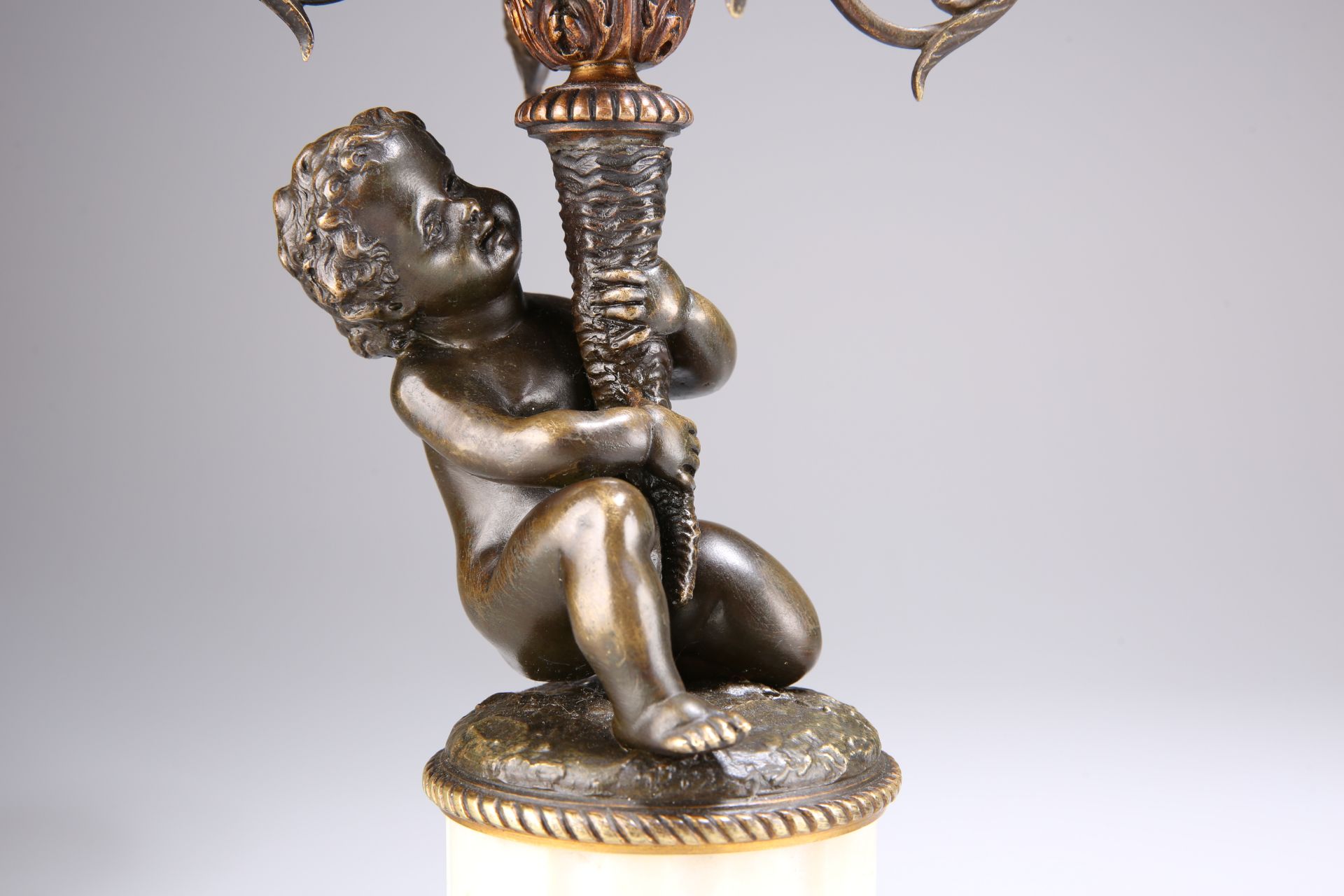 A PAIR OF FRENCH PATINATED BRONZE AND PARCEL-GILT - Image 2 of 6