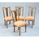 A SET OF FIVE EDWARDIAN INLAID DINING CHIARS