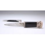 A HM SILVER-MOUNTED SGIAN DUBH WITH 'BIRDCAGE' FINIAL