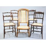 FIVE CANEWORK CHAIRS