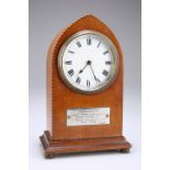 A PRESENTATION MAHOGANY VENEERED MANTEL CLOCK