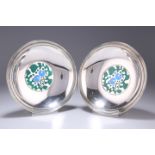 GEORG JENSEN, A RARE PAIR OF DANISH SILVER AND ENAMEL BOWLS
