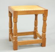 ROBERT THOMPSON OF KILBURN, A MOUSEMAN OAK DRESSING TABLE STOOL