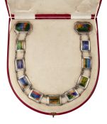 AN ARTS & CRAFTS SILVER AND ENAMEL BELT, ATTRIBUTED TO CHARLES FLEETWOOD VARLEY