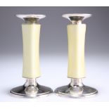 MEISTER, ZURICH, A PAIR OF SWISS SILVER AND ENAMEL CANDLESTICKS, CIRCA 1960