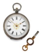 A LADY'S SILVER FOB WATCH