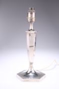 A GEORGE V SILVER CANDLESTICK LAMP