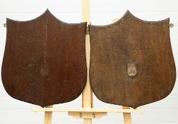 A PAIR OF OAK SHIELDS