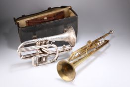 A SELMER RANGEFINDER TRUMPET AND A BESSON CLASS A HORN