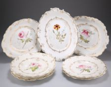 A 19TH CENTURY EIGHT PIECE STAFFORDSHIRE BOTANICAL DESSERT SERVICE